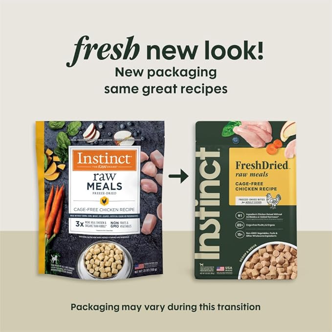 Instinct FreshDried Bites, Natural Freeze-Dried Dog Food, Grain Free - Cage-Free Chicken, 25 oz. Bag