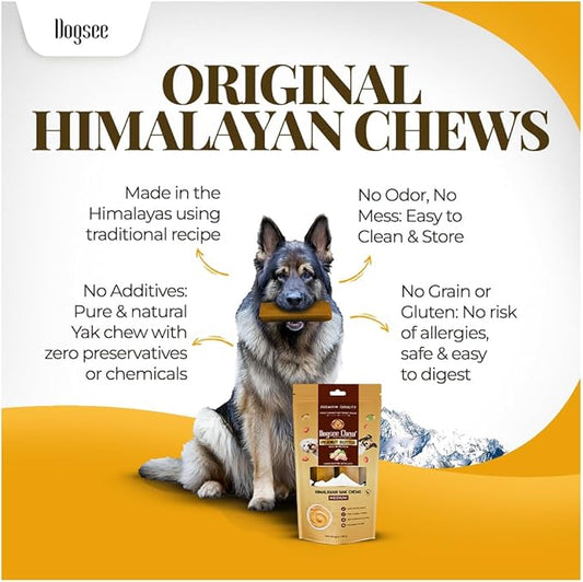 Dogsee Peanut Butter Flavor Himalayan Yak Cheese Dental Chew's for Dogs 1lb (Medium - 6 Chews) | Dog Treats Healthy | for Shiny Skin & Coat | No Grain, No Gluten | Dog Chews Rawhide Free