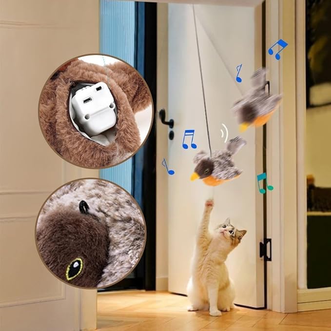 AIIONP Bird Cat Toy, 2026 New Flying Bird Cat Toy, Simulation Interactive Chirping Bird Cat Toys with Flapping Wings for Indoor Cats Kitten Toy (B)