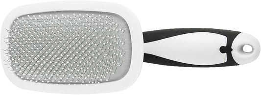 ZJchao Self Cleaning Hair Brush, 360 Degree Rotatable Cat Slicker Comb Cat Brush Dog for Shedding Pet Grooming with Stainless Steel Needle for Kitten Massage Removes Loose Fur (White)