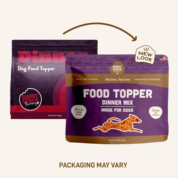 Smart Cookie Natural Dog Food Topper - Dinner - Beef Dog Meal Mixer for All Ages - Food Topper for Picky Eaters and Boosting Nutrition - Non GMO, Made in The USA - 15 oz Bag (30 Day Supply)