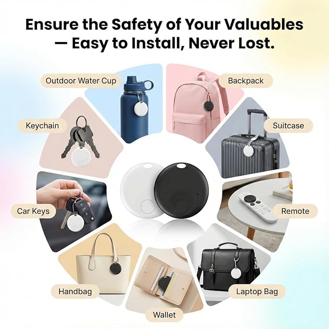 Air Tracker Tags-1 Pack, Bluetooth Tracker with Sound, Compatible with Google’s Find Hub (Android) and Apple Find My (iOS), for Keys, Wallets, Luggage, Pets, No Subscription (Black)