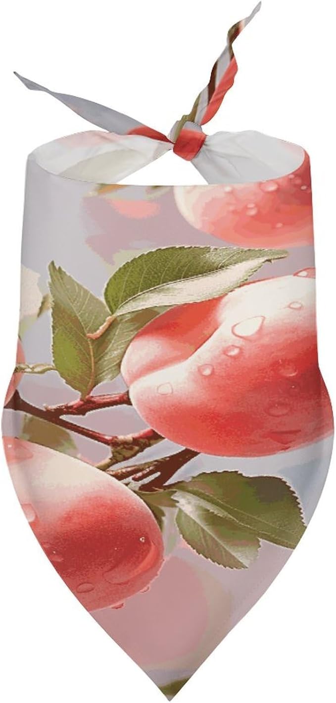 Dog Bandana Spring Pet Scarf Adjustable Triangle Pink Peach Printing Dog Bib Washable Polyester Puppy Bandana for Small Medium Large Dogs Cat Birthday Party Supplies