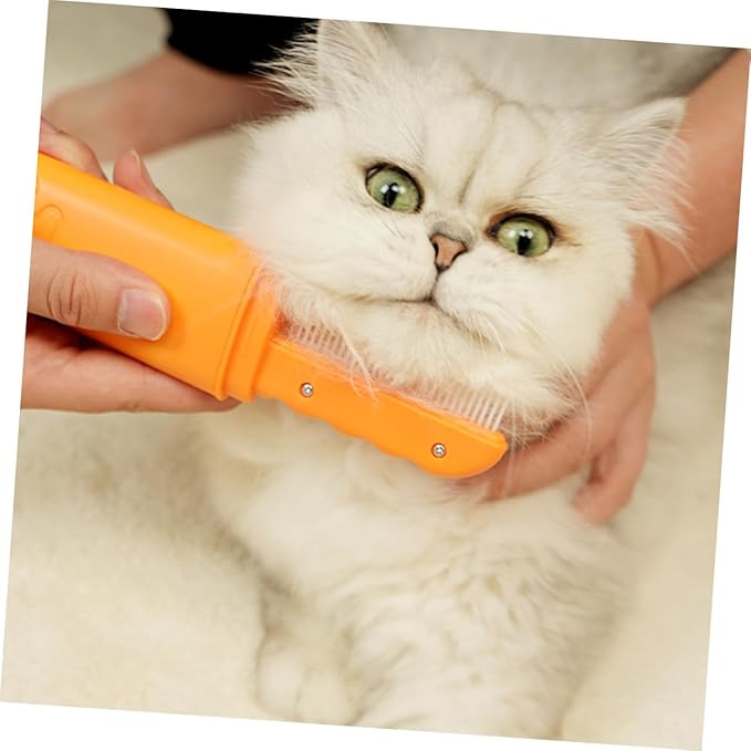 TOYANDONA Pet Comb for Cats and Dogs Detangling Shedding Brush with Fine Teeth Hair Removal Tool for Grooming and Dematting Orange Color Suitable for Small to Medium Pets