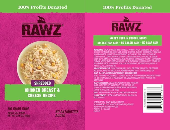 Rawz® Chicken Breast & Cheese Recipe 8/2.46 oz Pouches