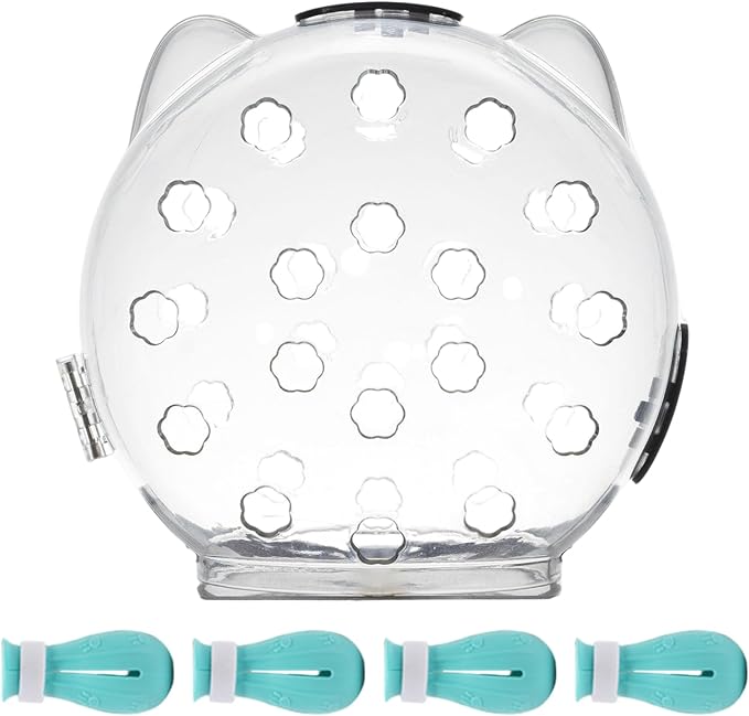 Cat Bubble Muzzle with 4 Boots 5 Inch, Breathable Transparent Anti-Lick & Anti-Bite Head Cover for Grooming Nail Trimming