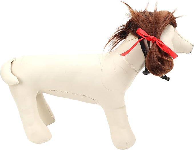 Dog Wig Funny Cosplay Toy for Pet Halloween Party Festival, Adjustable Band for Head Girth 30-60cm, Nylon Fiber Material for Comfort, Pet Supplies