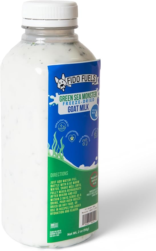 Green Sea Monster Freeze Dried Goat Milk - 12 oz Bottle with 2 oz Product