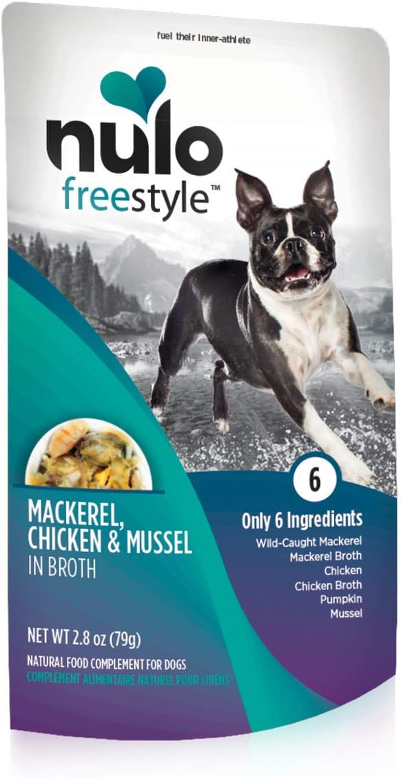 Nulo, Freestyle Puppy & Adult Mackerel, Chicken & Mussel Recipe Dog Food Pouch, 2.8 oz