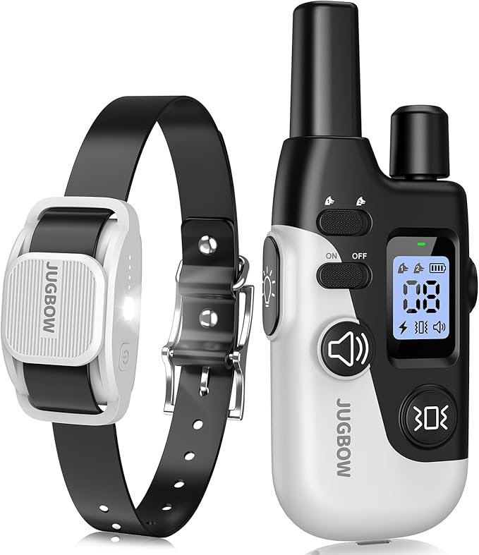 Jugbow Dog Shock Collar - 4200FT Dog Training Collar with Remote for Small Medium Large Dogs, LED Light Electric Collar, IPX8 Waterproof Rechargeable E-Collar (Grey)