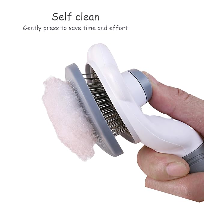 Cat Brush for Shedding, Self Cleaning Slicker Brush for Long Haired Cats, Deshedding Grooming Tool for Indoor Cats with Easy Release Button System