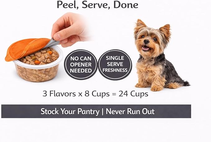 Grain Free Wet Dog Food Small Breed Variety Pack - Cuts and Minced in Gravy Chicken Beef Lamb Soft Dog Food for Small Dogs - Sensitive Stomach Meal Topper Picky Eaters - 84oz (24 x 3.5oz Cups)
