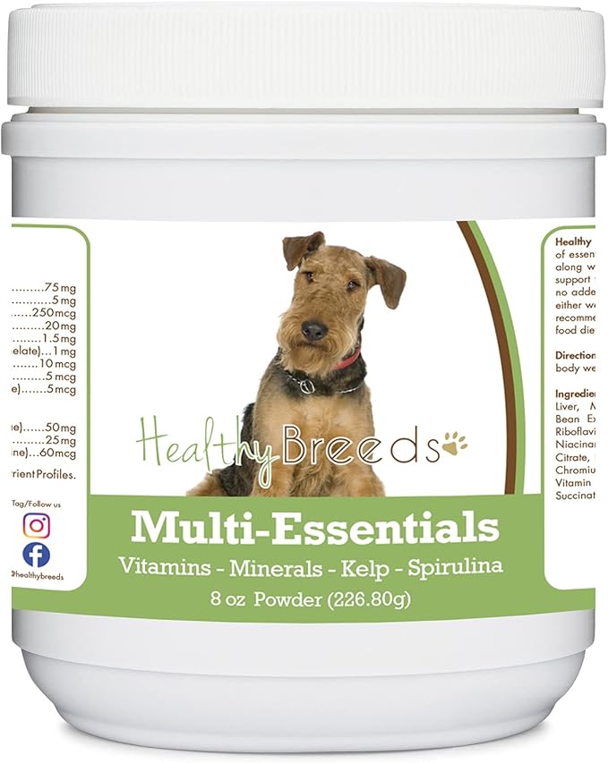Healthy Breeds Airedale Terrier Multi-Essentials Powder for Dogs - an Ideal Supplement of Vitamins, Minerals & Antioxidants for Your Dog - 8 oz