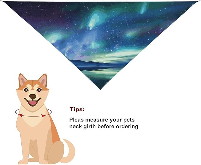 Dog Bandana Spring Pet Scarf Adjustable Triangle Northern Lights Printing Dog Bib Washable Polyester Puppy Bandana for Small Medium Large Dogs Cat Birthday Party Supplies