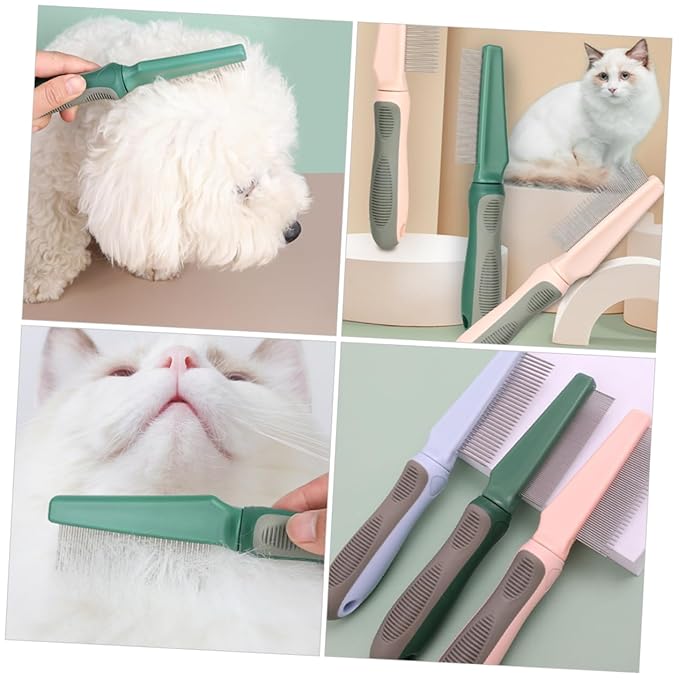 Ergonomic Dog Grooming Comb Fine Teeth Cat Comb for Matted Fur Removal Pet Grooming Supplies and Metal Materials Fine Teeth