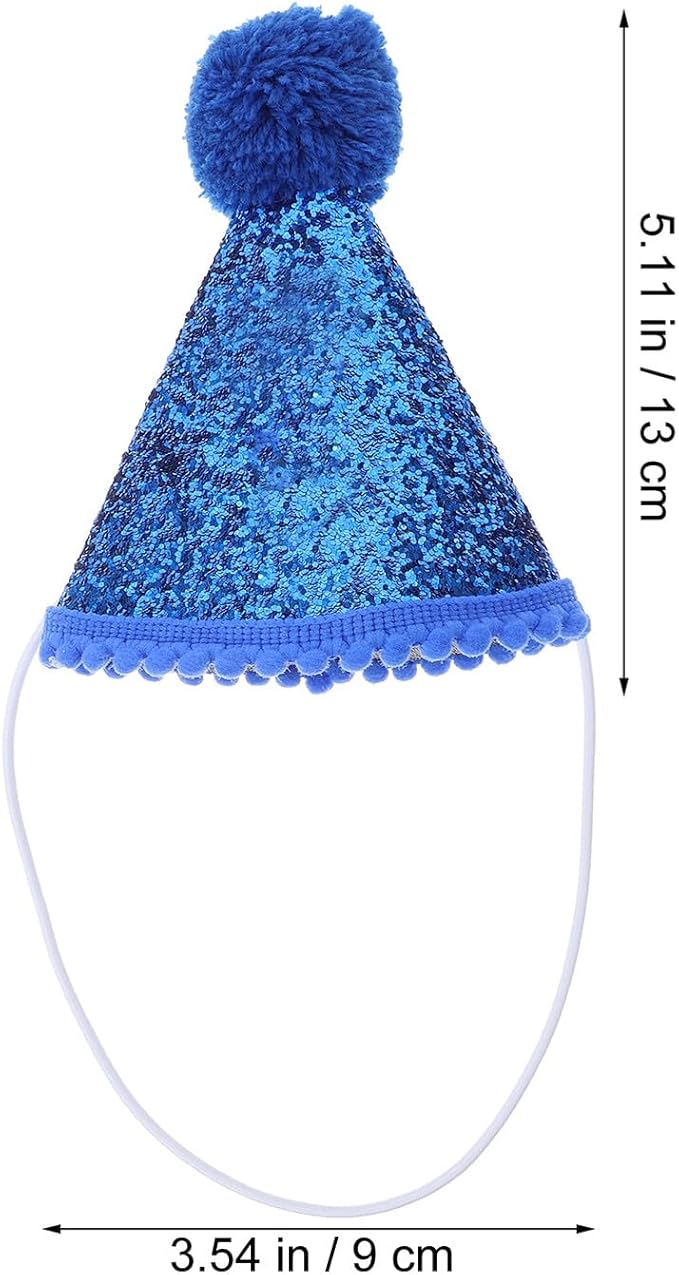 Toyvian Small Pet Party Hat with Blue Trim and Number + Royal Blue Bow Tie Set for Puppy Birthday Celebration, Dog Bowknot Accessory for Pet Party Supplies