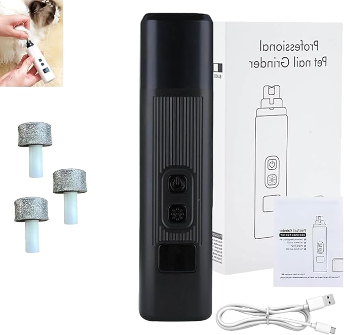 2025 New Catlabo Cat Nail, Catlabo Cat Nail, Upgraded Safe Cut Cat Nail Trimmer, Three Adjustable with 360° Grinding Settings, Low-Vibration Ultra-Quiet Under ＆ Powerful for All Cats ＆Dogs (Black)