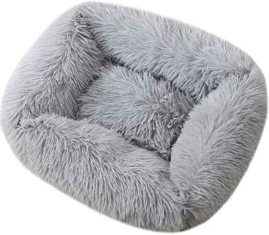 La La Pet® Donut Dog Cat Bed Cozy Cave Pet Bed Burrow Dog Bed Calming Cuddler Self-Warming Pet Bed Soft Plush Pet Cushion Improved Sleep for Cats Small Medium Dogs Gray M