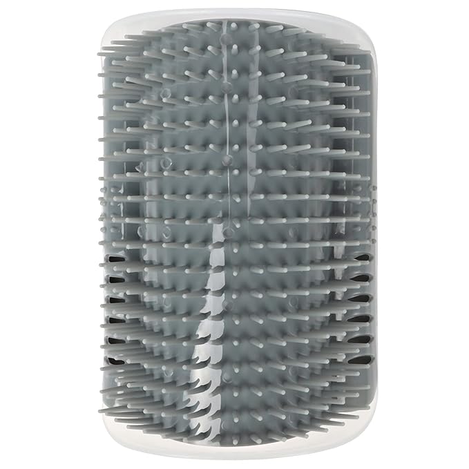 Cat Self Groomer Brush, Plastic Massage Comb with Soft 12.6x8.3cm - Easy Mount Wall Scratcher, Removes Loose Hair, Perfect for Cat Grooming and Play (Grey)