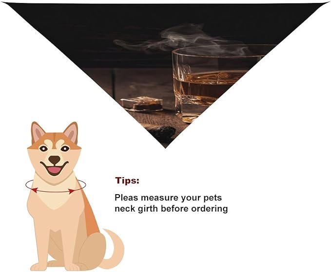 Dog Bandana Spring Pet Scarf Adjustable Triangle Cigar & Whiskey Printing Dog Bib Washable Polyester Puppy Bandana for Small Medium Large Dogs Cat Birthday Party Supplies
