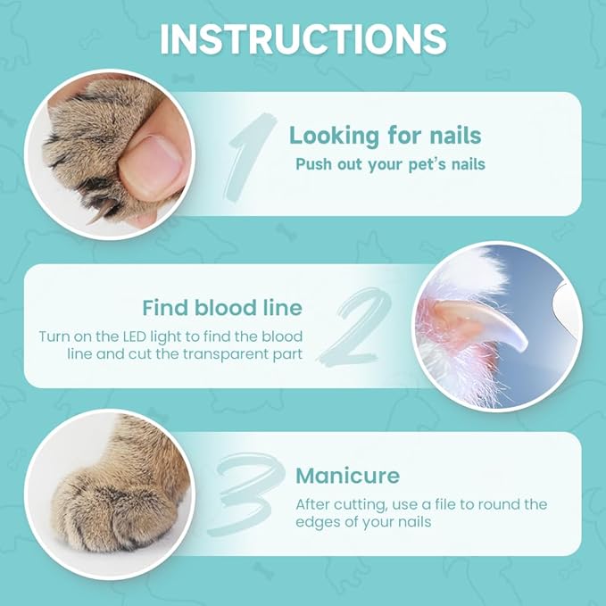 Pet Nail Clippers,2026 New Cat Nail Clipper with LED Light,Professional Claw Trimmer,Easy and Pain-Free Grooming Tool for Tiny Kitten Bunny Rabbit Bird Guinea Pigs Ferret Hamsters (A-Pink+Blue)