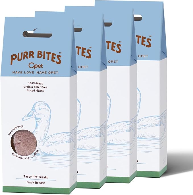 OPET Freeze Dried Cat Treats, Single Ingredient Grain Free High Protein Pet Food for Cats and Dogs, Healthy Training Snacks，Freeze Dried Duck Breast Sliced Fillets (Duck Breast, 5.92 Ounce)
