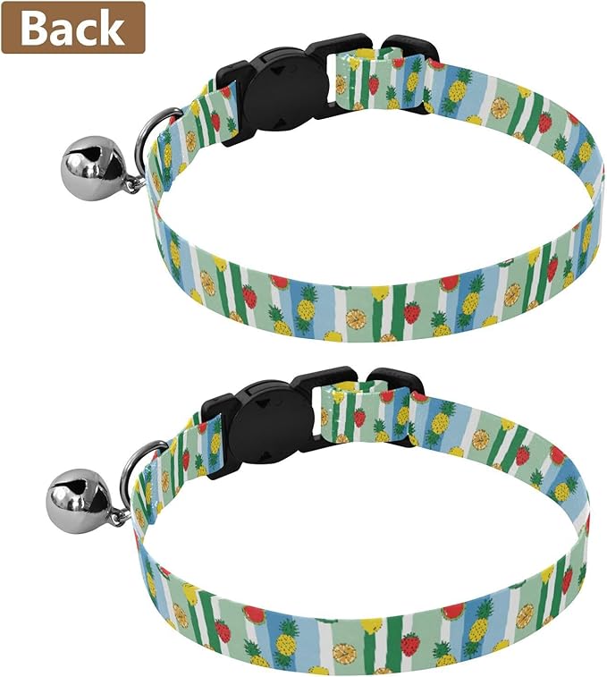 Dog Collar Fruits Stripes Blue Pattern Small Dog Collars Comfortable Puppy Collar Cat Pet Collar for Dogs Cats Pets Supplies 2 Pack