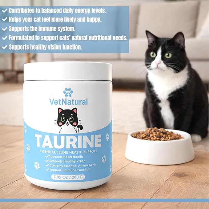 KittySupps Taurine Supplement for Cats – 99.99% Pure Taurine Powder – Supports Daily Nutrition & Overall Wellness – Easy to Mix in Food, Includes Measuring Spoon
