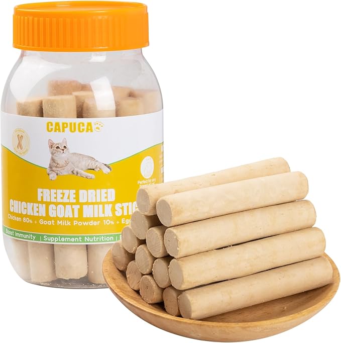 Cat Grass Teething Stick 80g - Freeze Dried Chicken & Goat Milk Dental Treats, High-Protein Chews for Kittens and Cats, Supports Immunity & Teeth