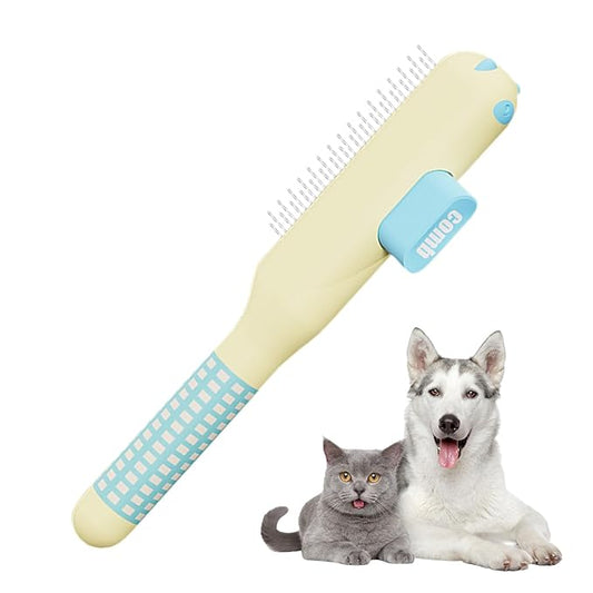 Comb for Cats - Self-Cleaning Non-Slip Brush Supplies with Metal Teeth,Cat Hair Comb | for Dog Puppy Animals Indoor Home Shedding