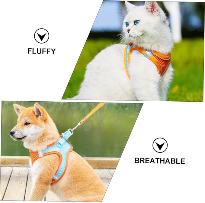 BESPORTBLE Reflective Puppy Vest Leash and Dog Harness Breathable Mesh Chest Strap Medium Size for Walking Cats and Dogs Pet Supplies