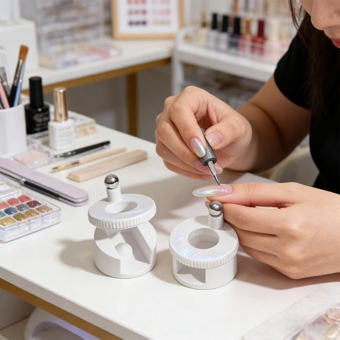 Rotating Cat Eye Magnet, Adjustable Cylinder Stand, Beginner Friendly Nail Tool with Uniform Magnetic Force and Excellent Light Absorption, Can Easily DIY Glossy Cat Eye Effect (#b)