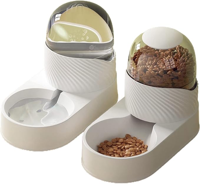 1 Set 2000ml Cat Food Feeder,Dry Wet Separation Large Capacity Durable Safe Anti Overturning,for Small or Medium Size Dogs Cats Pet Supplies White Sets