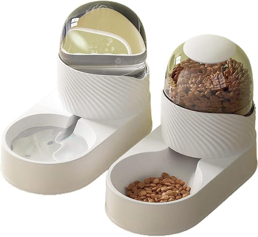 1 Set 2000ml Cat Food Feeder,Dry Wet Separation Large Capacity Durable Safe Anti Overturning,for Small or Medium Size Dogs Cats Pet Supplies White Sets