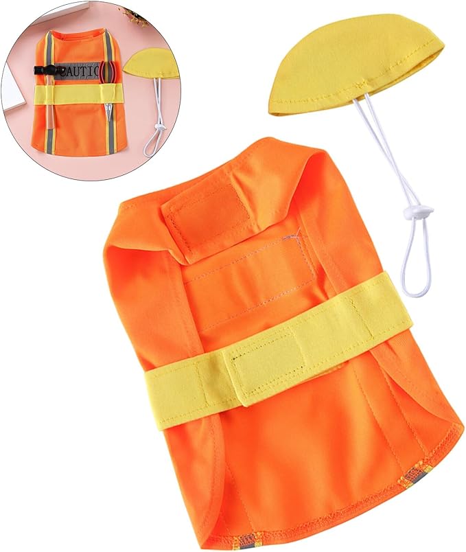 CRAFTHROU Engineer Appearance Dog Costume Wear-Resistant Adorable Puppy Clothes Orange M Size Pet Supply for Dogs Party and Holiday Dressing