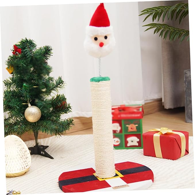 UPKOCH Christmas Cat Scratching Post Vertical Sisal Activity Tower Indoor Kitten Scratcher for Daily Use
