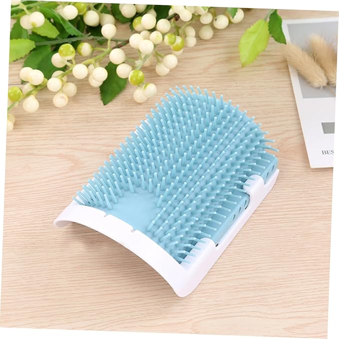 Cat Self Light Blue Rubber Bristles for Self Massage and Grooming Cat Supplies for Shedding Wall Mounted Handheld Use Safe and Gentle