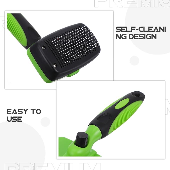 POPETPOP Self-cleaning Dog and Cat Grooming Brush Portable Deshedding Tool for All Types Comfortable Grip and Design for Easy