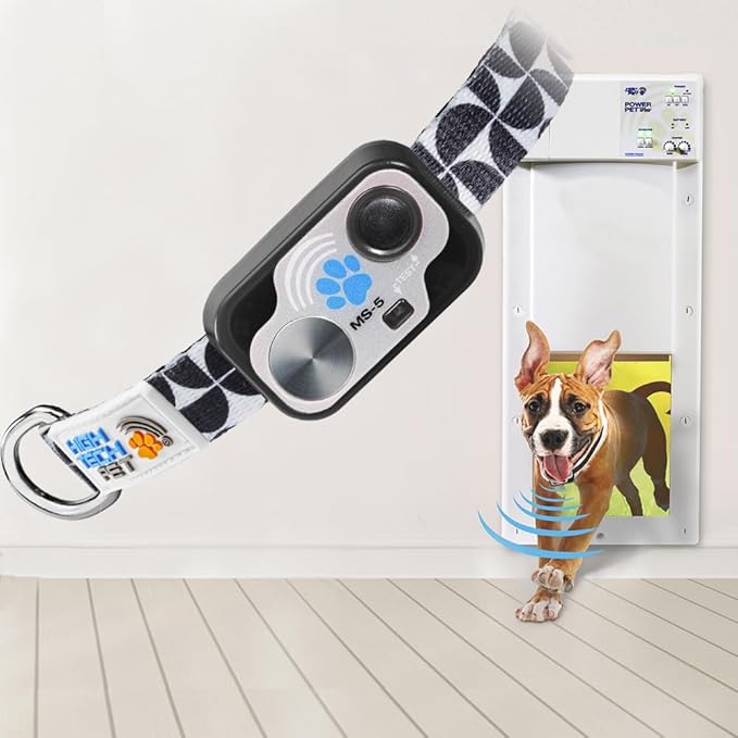 MS-5 Automatic Pet Door Collar, Genuine High Tech Pet Brand Dog Collar for Power Pet Doors - Designer Series, Waterproof, Battery Included (Modern, Dog)