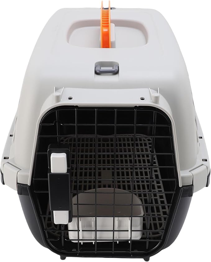 AYNEFY Dog Travel Supplies Easy to Assemble Portable Dog Carrier with Ample Space and Excellent Ventilation for Outdoor Travel and Vet Visits Plastic Pet Carrier (Black)