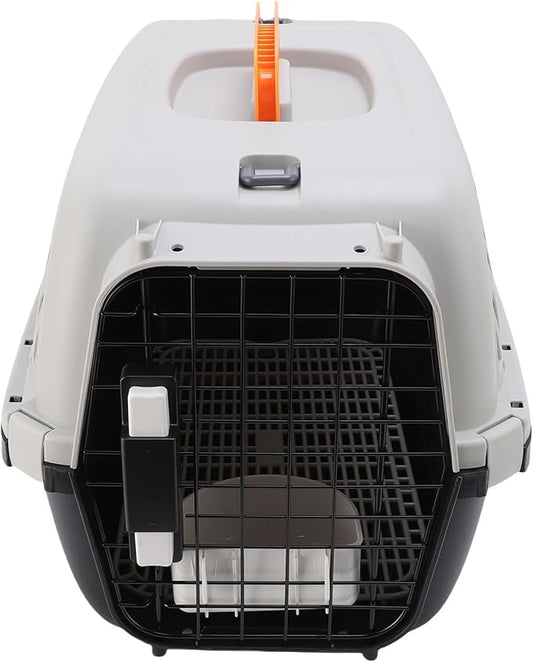 AYNEFY Dog Travel Supplies Easy to Assemble Portable Dog Carrier with Ample Space and Excellent Ventilation for Outdoor Travel and Vet Visits Plastic Pet Carrier (Black)