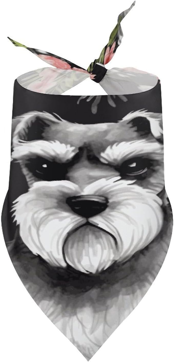 Dog Bandana Spring Pet Scarf Adjustable Triangle Schnauzer Printing Dog Bib Washable Polyester Puppy Bandana for Small Medium Large Dogs Cat Birthday Party Supplies