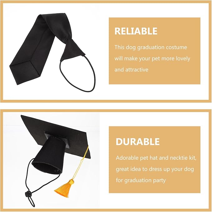 Pet Graduation Necktie Polyester Doctoral Hat Set Dog and Cat Graduation Costume Accessories for Party for Pet Supplies