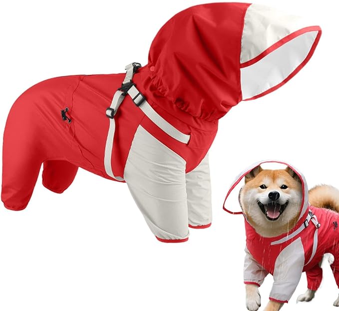 Dog Rain Jacket | Waterproof Poncho with Hood,Breathable Rain Jacket for Medium Dog,for Daily Walking Training Travel Shopping Camping Adventure