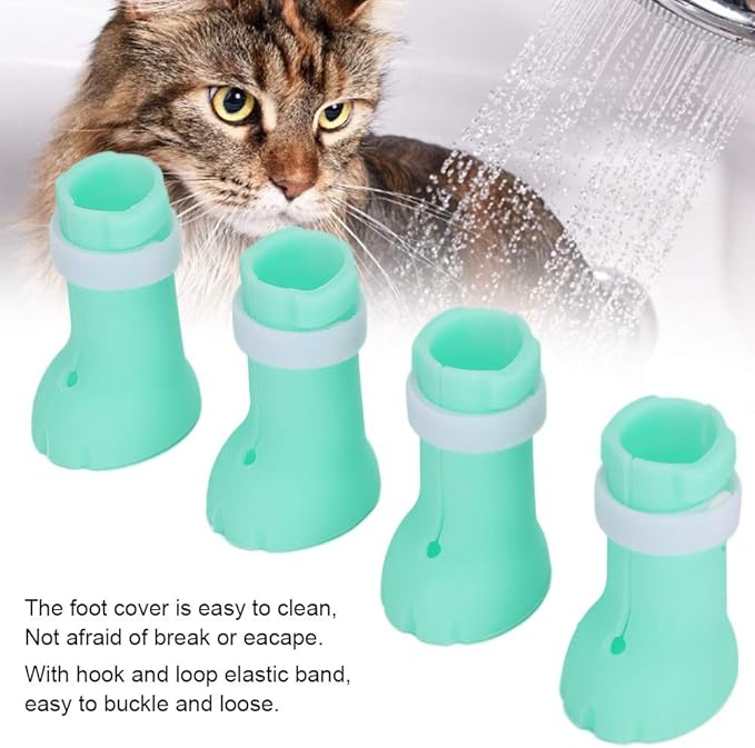 Cat Feet Covers, 4Pcs Set Cat Anti Scratch Shoes Boots Cover Bath Cat Nails Protector