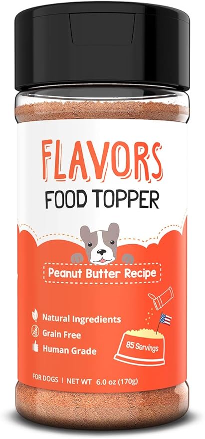 Flavors Food Topper and Gravy for Dogs - Peanut Butter Recipe, 6.0 oz. - Human Grade, Grain Free - Perfect Kibble Seasoning and Treat Mix for Picky Dog or Puppy