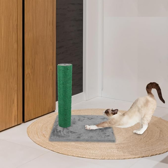 POPETPOP Cat Scratching Post Replacement, Natural Sisal Cat Scratching Pole Cats Claw Scratcher Kitten Tree Refill Pole Parts for Indoor Kittens Tower Green