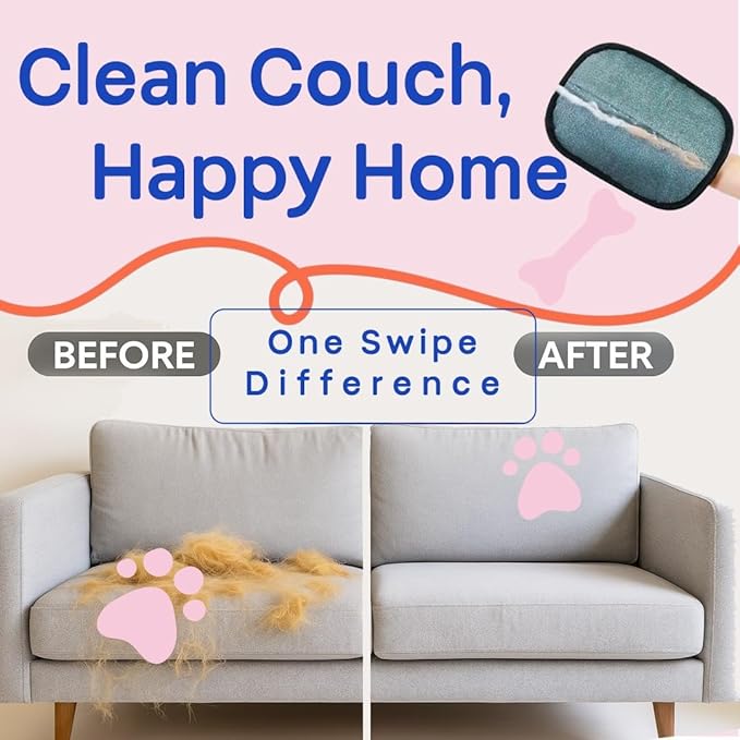Pet Grooming Gloves 2-Pack, Double-Sided Deshedding & Bathing Gloves for Dogs & Cats, Reusable Hair Remover for Brushing, Washing & Daily Grooming, Works on All Coat Types