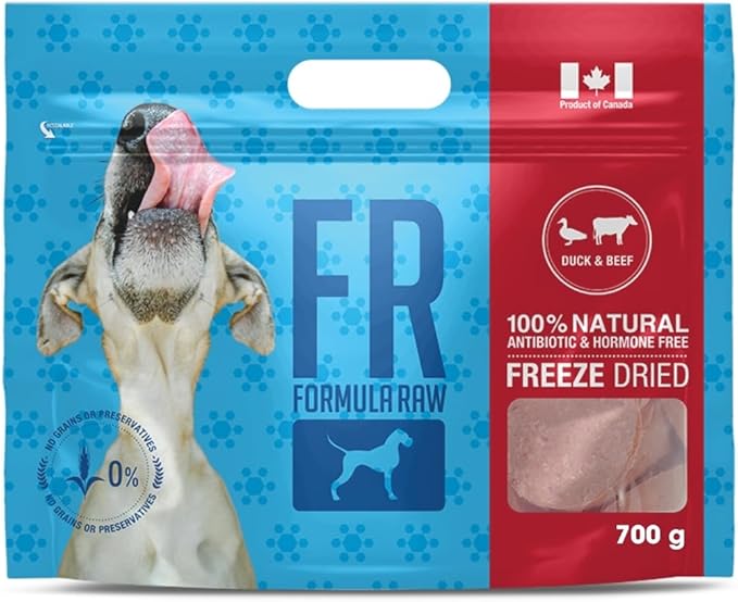 Freeze-Dried Raw Dog Food – Duck and Beef – High Protein, Grain-Free, No Fillers or Additives, Meal Mixer or Topper, Supports Healthy Digestion, Joints, and Coat – 1.55 lb