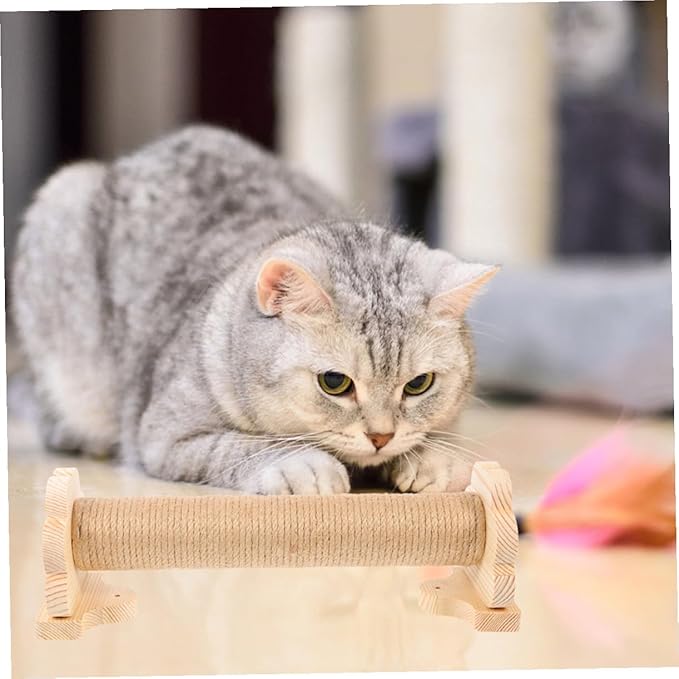 Cat Scratching Post Sisal Indoor Kitten Scratcher with Solid Wood Core 40cm Sturdy Wear-Resistant Scratching Pole for Cage and Home Use
